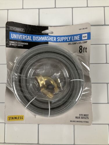 Everbilt 3/8 in. x 3/8 in. x 96 in. Universal Dishwasher Supply Line, Stainless (6922745413815)
